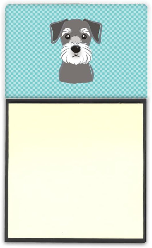 Carolines Treasures Large Multicolor Checkerboard Blue Schnauzer Sticky Note Holder