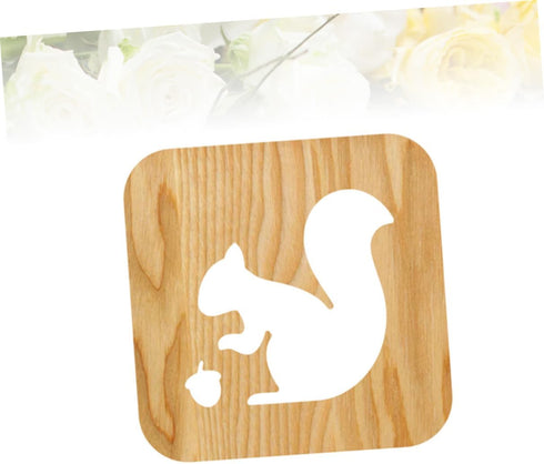 Wooden Carved LED Squirrel Night Light for Bedroom & Living Room