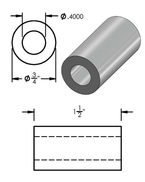 Aluminum Spacer 3/4" OD x 3/8" ID, Round Unthreaded Standoff Bushing, Fits 3/8" or M10 Screws, 10 Pack