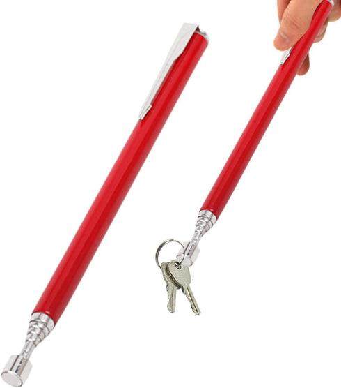 Red Magnet Extension Tool, Telescopic Magnetic Pick Up Tool with LED Flashlight, Flexible Pickup Gadget