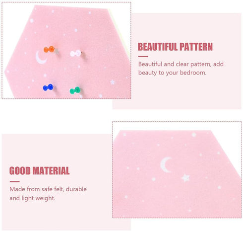 STOBOK Felt Board Home Decor Tile Stickers, Hexagon Memo Board DIY Decor for Home and Photo Wall