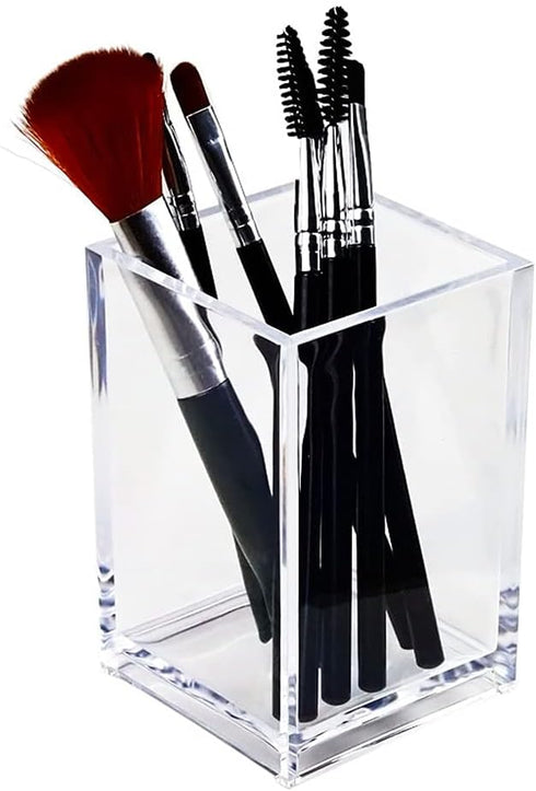 Clear Acrylic Pencil Pen Holder Cup, Clear Makeup Brush Holder, Acrylic Desk Accessories, Stationery Organizer for Office Desk Accessory