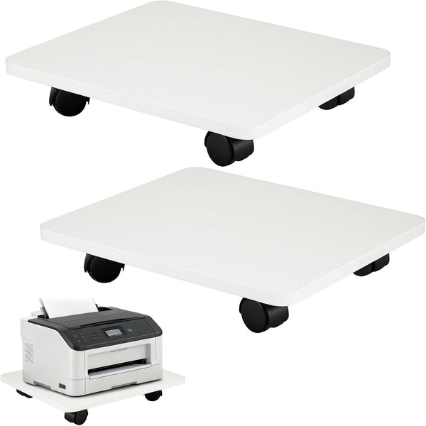 Wopgrty 2 Pcs Under Desk Printer Stand with 4 Caster Wheels, White Movable