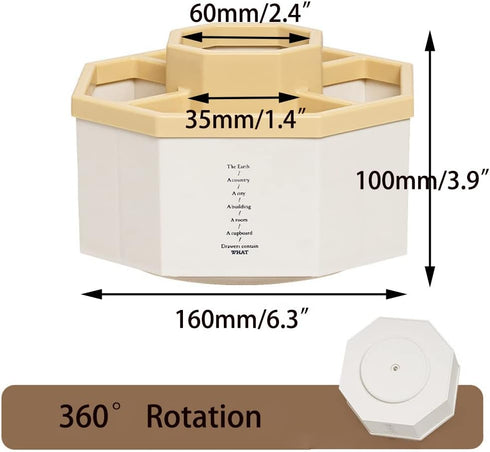 kaileyouxiangongsi Desk Organizer, 360-Degree Rotating Multi-Functional Pen Holder, 5 Compartments Desktop Stationary Organizer, Home Office Art Supply Storage Box Caddy (White+Yellow) by kaileyouxiangongsi