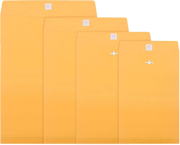 Frienda 4 Sizes Clasp Envelopes, Kraft Paper Catalog Clasp Envelope for Filing, 50 Pieces