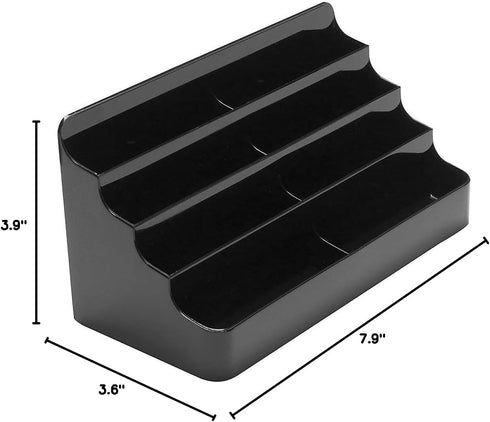 Deflecto 4-Tier Business Card Holder, Black, 3.9" x 7.9" x 3.6"