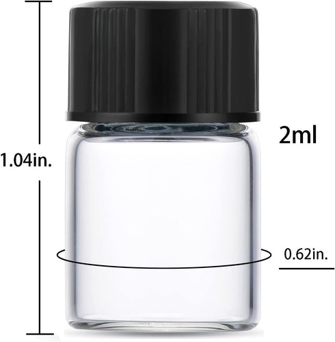 2ml Clear Small Glass Vials 100pcs with Screw Caps(100pcs)