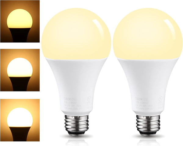 TORCHSTAR 3-Way LED Bulb A21, 40/60/100W Equivalent, UL & ES Listed, Flicker Free for Floor, Table, Touch Lamp, E26