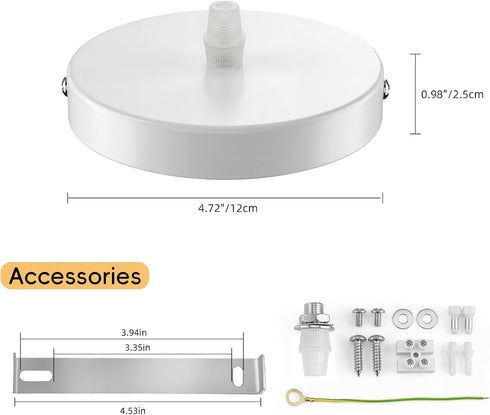 12cm White Ceiling Canopy Light Kit with Hardware, Ceiling Plate for Pendant Lighting Chandelier