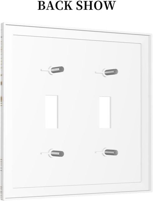 2 White Gold Tropical Palm Leaves Banana Leaf Double Toggle Light Switch Cover Decorative Gang Wall Plate Electrical