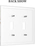 2 White Gold Tropical Palm Leaves Banana Leaf Double Toggle Light Switch Cover Decorative Gang Wall Plate Electrical