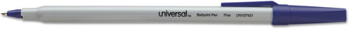 Universal UNV27421 Fine 0.7 mm Stick Ballpoint Pen - Blue Ink, Gray/Blue Barrel (1 Dozen)