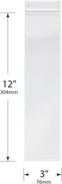 Plymor 3" x 12" Zipper Reclosable Plastic Bags (Pack of 200), 2 Mil