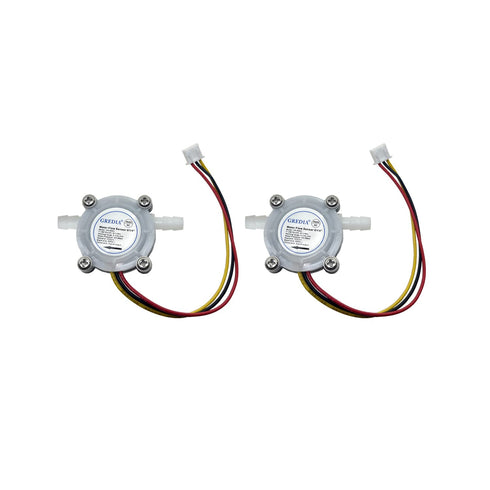 1/4" Water Flow Sensor Food-Grade Switch, Hall Effect Flowmeter Fluid Meter Counter for Hosepipe 0.5-3L/min (Pack of 2)