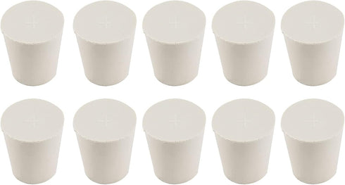 10 Pcs 4# White Solid Rubber Stoppers, Tapered Lab Plugs, Dia. 26mm x Dia. 19mm - Height 28mm