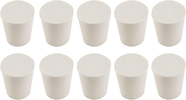 10 Pcs 4# White Solid Rubber Stoppers, Tapered Lab Plugs, Dia. 26mm x Dia. 19mm - Height 28mm