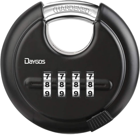 DAYGOS Combination Disc Padlocks for Outdoor - Heavy Duty 4 Digit Code Lock, Combo Discus Lock for Storage Unit, Gate,