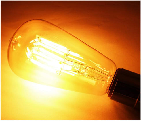 ST64 Dimmable Vintage LED Bulbs, 8W 80 Watt Equivalent, 2300K Warm White, E26 Base, Retro Amber Glass, 4 Pack