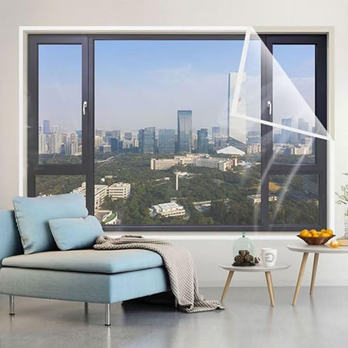VOLLENC 125x195cm Plastic Window Covering for Winter WhiteWeatherproofing Window Insulation Kits with Full Frame Magic