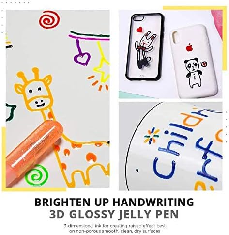FAMOORE 12 Pack Glaze 3D Ink Pen - 3D Jelly Gel Pens Set for Lettering, Drawing, Ornaments, Journaling - Bold