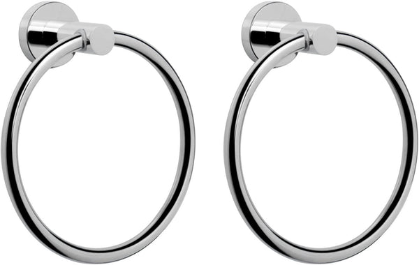NearMoon Bath Towel Ring, Modern Round Towel Hanger, Thicken Stainless Steel Hand Towel Holder, Wall Mounted (Chrome, 2