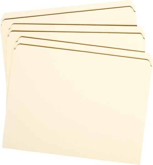 Smead File Folder, Manila, Reinforced Straight-Cut Tab, Letter Size, 100 per Box (10310)