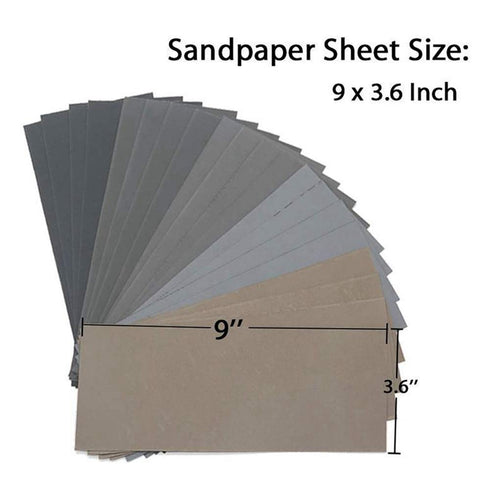 Leopard Twin-Ultra Fine 51 Pcs Wet Dry Sandpaper - Assorted Grit Sanding Paper for Wood and Metal, 9 x 3.6 Inches