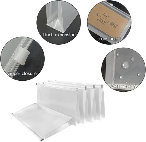 Plastic Envelopes with Zipper, 5 x 10 Clear Poly Envelope Folder, 20 Packs