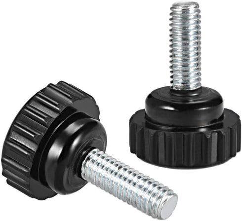 uxcell 6pcs Knurled Clamping Knobs M6 x 15mm, Metric Zinc Plated Carbon Steel Thumb Screw, Black