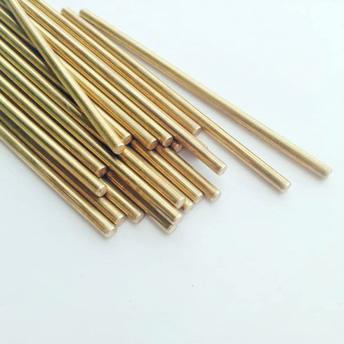 Fielect 2mm / 5/64 Brass Rods Round Solid Brass Rod Stock Lathe Bar Kit, 2 Inch Length for DIY Craft, Miniature Axle