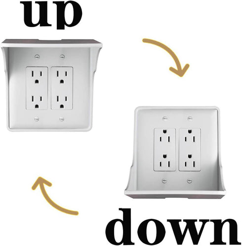 LOUIS FELT 2 pack Double Wall Outlet Shelf with Cord Storage-wall outlet shelf, outlet shelf storage Perfect