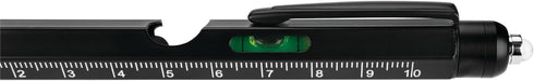 Performance Tool W9217 Multi-Function Aluminum Black Ballpoint Pens, 2 pk. with LED Light, Stylus, Ruler, Level,