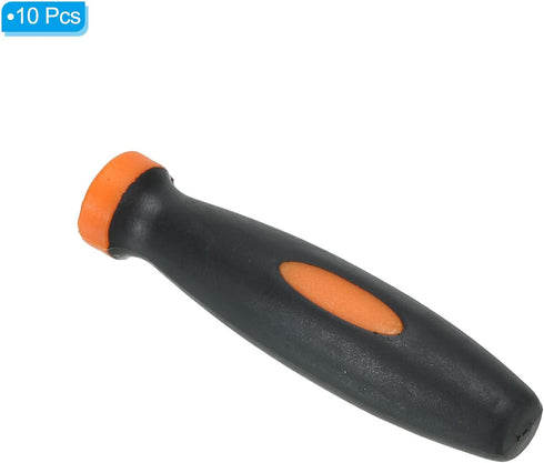 PATIKIL 10 Pack 2.4 Inch Rubber File Handle, Replacement Accessories for 0.2" Diameter Round Handle File, Orange Black
