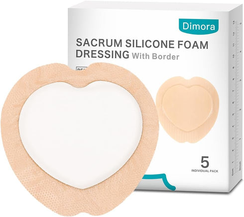 Dimora Wound Dressing Sacrum Foam Bandages Silicone Adhesive Border 7.08"x7.08" Waterproof Sacral