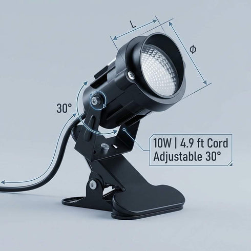 10W Set 2 Pack QWORK Clamp Spot Light Adjustable Cool White Focused Beam for Display, Plants & Artwork