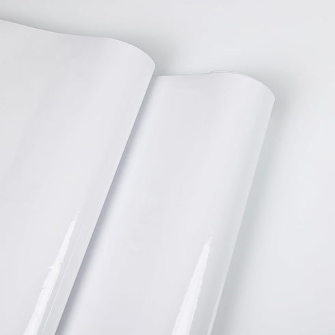 TANONE Glossy White Contact Paper, 17.7" X 118" Waterproof Peel and Stick Wallpaper for Cabinets, Pure White