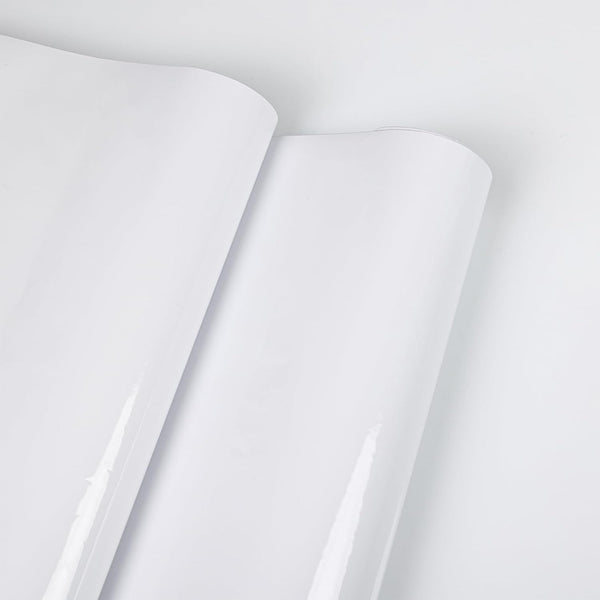 TANONE Glossy White Contact Paper, 17.7" X 118" Waterproof Peel and Stick Wallpaper for Cabinets, Pure White