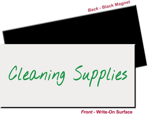 Write-On Magnetic Rack/Shelf Labels, White, 4 x 2, 10/Pk, Made in The USA