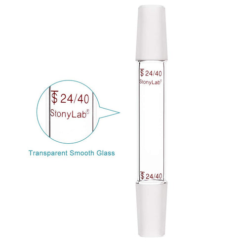 stonylab Glass 24/40 Straight Adapter, Borosilicate Glass 90mm for Two 24/40 Ground Taper Joints, Lab Supply
