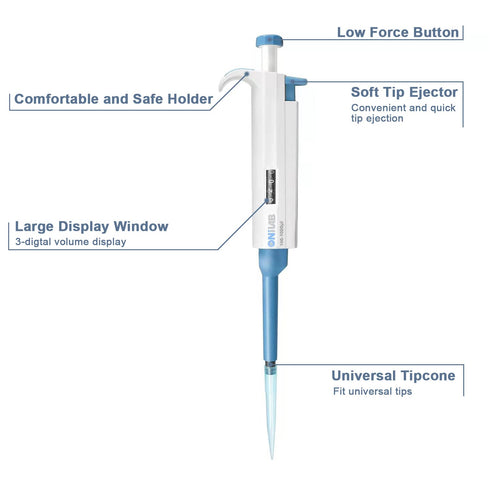 ONiLAB 2-10Ml Adjustable Autoclavable Micropipette, Single Channel, Model 7010101033