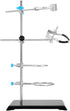 PINGEUI 2 PCS Lab Stand Set, 16 Inch Laboratory Support with 4 Retort Rings, 2 Flask & 2 Burette Clamps