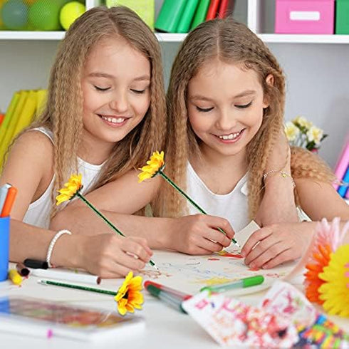 Chinco Sunflower Pens Artificial Flowers Ballpoint Pens Creative Sunflower Gel Ink Pen 0.7mm Flower Writing Pen for School Office Home, Kid Teacher Student Present, Party Favor Decor (32 Pcs) by Chinco