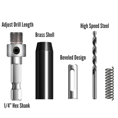 17Pcs Black Self Centering Drill Bit Set, 1/4" Hex Shank VIX Bit for Woodworking Metal Cabinet Window Door