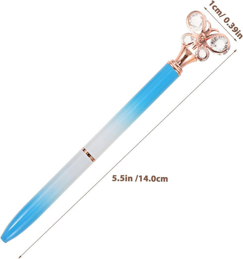 STOBOK Creative Ballpoint Pens, Diamond Butterfly Roller Ball Pens for School Office, Pack of 6