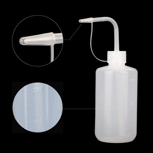 Hyber&Cara 3Pcs Safety Wash Bottle 250ml Plastic Squeeze Bottle with Cap, 1Pc Silicone Funnel for Lab, Plant Watering,