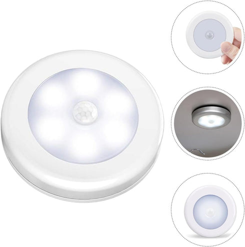 4pcs Closet Hemoton LED Motion Sensing Night Lights Battery-Powered Small and Hallway Wall Lamps White Cool Light
