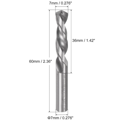uxcell Solid Carbide Twist Drill Bits 7mm, Metric Left Hand Spiral Flutes Straight Shank Tungsten Steel Drilling Tool for Stainless Steel Alloy Metal