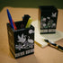 February Mountain Handcrafted Korean Mother-of-Pearl Pen Holder, Elegant Black Desk Organizer