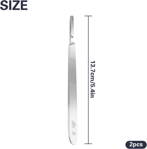 2pcs Scalpel Handle #3, Stainless Steel Scalpel Knife Handle for Surgical Blades No. 10, 11, 12, 15