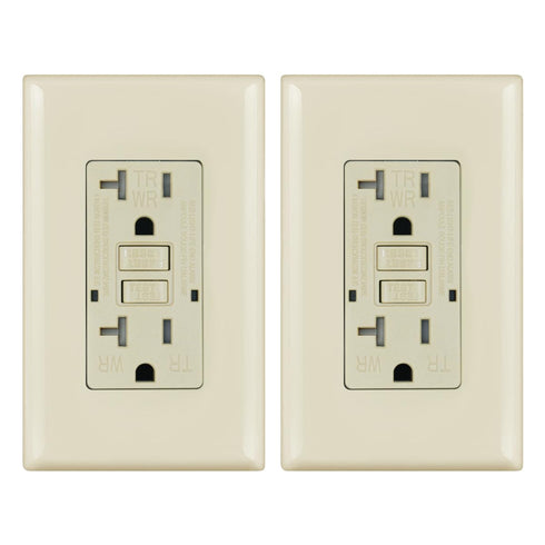 Micmi GFCI Outlet Light Almond 20A WR Weather Resistant Tamper Resistant TR